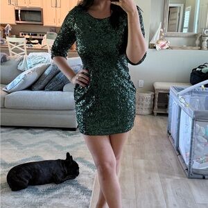 Express Shimmering Green Mini Dress